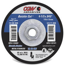 CGW Abrasives 45008 - Quickie Cut Reinforced Cut-Off Wheels, Type 27