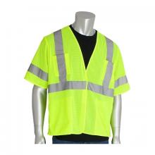 Protective Industrial Products 303HSVELY6X - PIP ANSI Type R Class 3 Value Four Pocket Mesh Vests