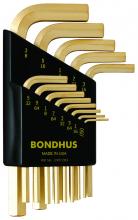 Bondhus 38237 - Set 13 GoldGuard Plated Hex L-wrenches .050-3/8" - Short