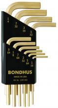 Bondhus 38238 - Set 10 GoldGuard Plated Hex L-wrenches 1/16-1/4" - Short