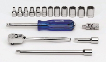 Williams JHWWSM-15HF - 15 pc 1/4" Drive -Point SAE Shallow Socket and Drive Tool Set Packed Keep Safe Foam