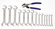 Williams JHWMWS-1115 - 10 pc SAE Miniature 15° x 80° Double Head Open End Wrench Set