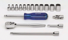 Williams JHWMSM-17HF - 17 pc 1/4" Drive 6-Point Metric Shallow Socket and Drive Tool Set Packed Keep Safe Foam