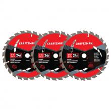 CRAFTSMAN CMAS3725243 - CRAFTSMAN 7-1/4-Inch Circular Saw Blade, 24-Tooth Carbide, 3-Pack