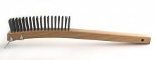 Brush Research Manufacturing B47 - B47CS Curved Handle Scratch Brush W/Scrapper, Carbon Steel, 4X19, 1.125" Trim, 14" OAL